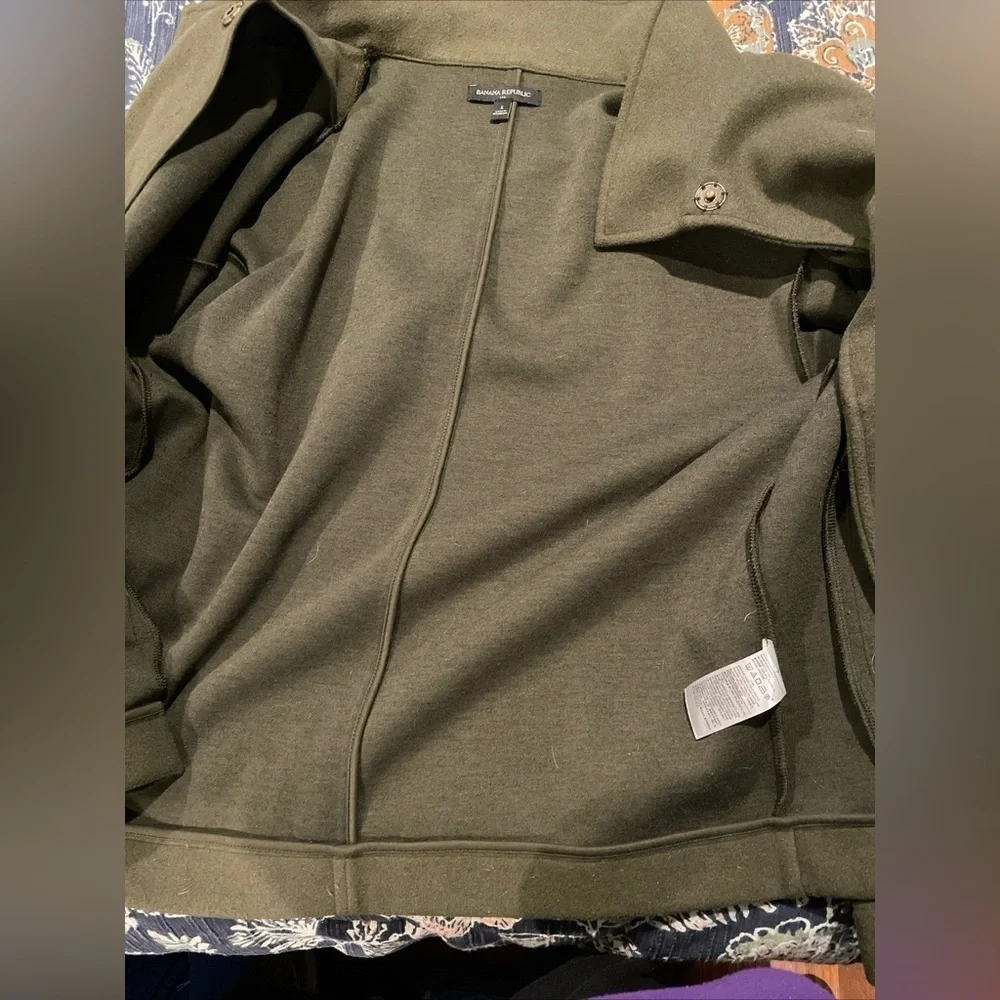 Banana Republic Factory Melton Moto Jacket Green Small - Picture 15 of 16